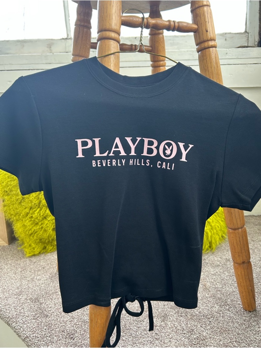 PLAYBOY Black Tee with tie up back
